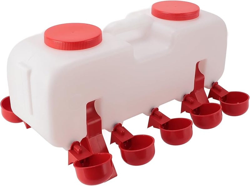 GLOGLOW4uovm6frg9 11 Automatic Chicken Waterer Dispenser 10L Large Capacity With 10 Cups - Image 1